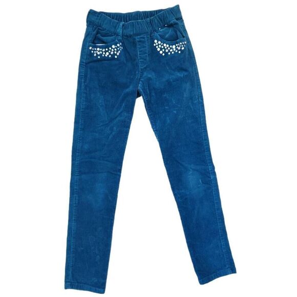 Gymboree girls size 8 teal blue corduroy sequin pull on pants glam - Picture 1 of 6